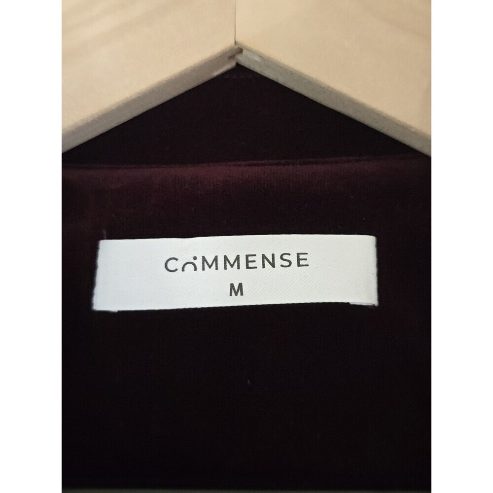 Commense Velvet Lapel Short Blazer Jacket Womens M Burgundy Wine Button Front - Picture 9 of 11